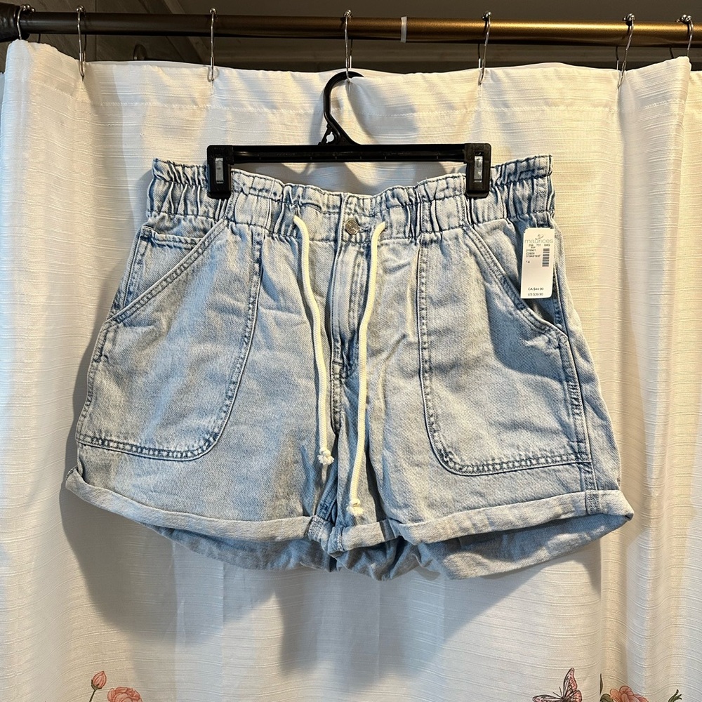 Maurices Light Blue High Waist Denim Shorts